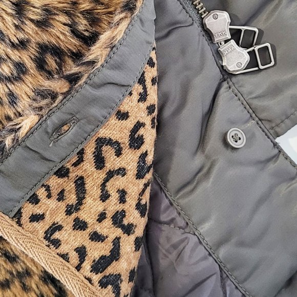 MOUSSY Military Line - Hooded Parka w Detachable Leopard Print Lining - Size 2 - Picture 15 of 16